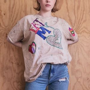 EAT MY HEART hand drawn unisex streetwear tee